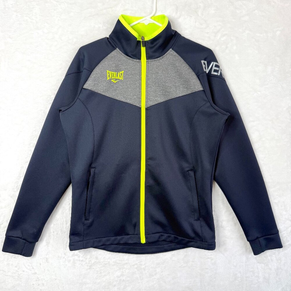 EVERLAST Full Zip Athletic Outdoor Workout Y2K Track Jacket Mens M Black
